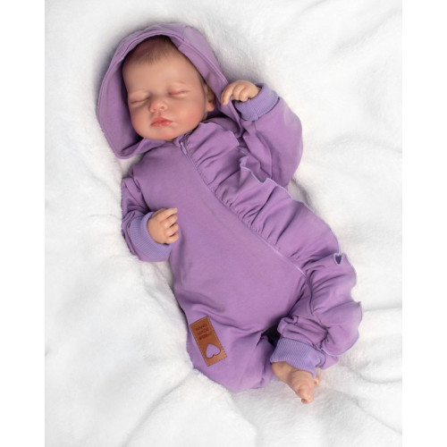 Teplákový overal s volánikom a kapucňou GIRL, Baby Nellys, fialový, veľ. 80