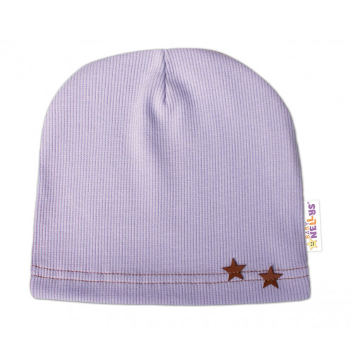Baby Nellys Rebrovaná čiapka Hviezdičky - lila, veľ. 80/86