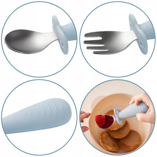 Detské príbory z nerezovej ocele - modré