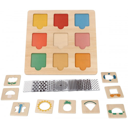 Drevená aktívna vkladačka/puzzle so vzormi, prírodná