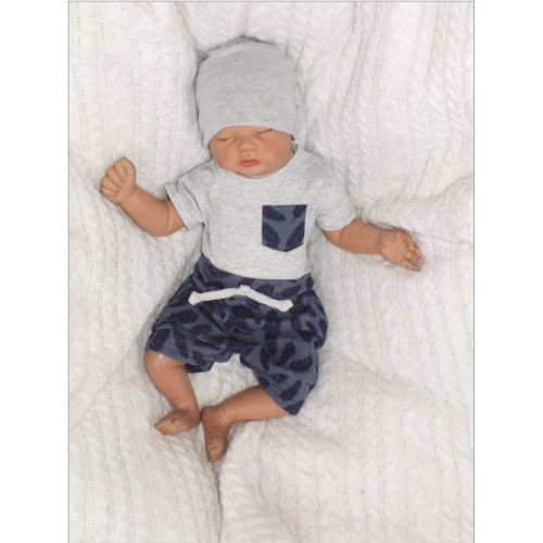 Z&Z 2-dielna sada tričko kr. rukáv, kraťasky s povrázkom Pierka - granát, sivá, veľ. 68