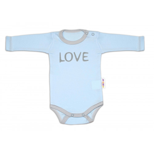 Baby Nellys Body dlhý rukáv Love - modrý, vel. 74