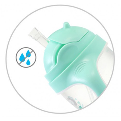 Nekvapkajúci hrnček so zaťaženou slamkou BabyOno, 240 ml, mätový