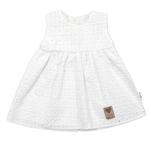 Baby Nellys Ľahké Handmade šatičky Madeira, biele, veľ. 98