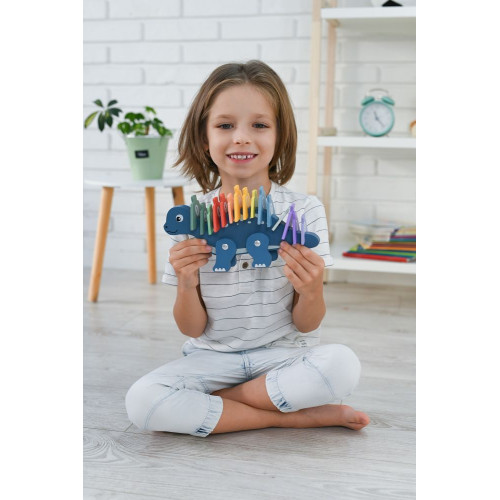 Edukačná hračka puzzle s číslami,  Dinosaurus - modrý