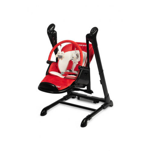 Jedálenská stolička, hojdačka 2 v 1, Indigo - černá, červená