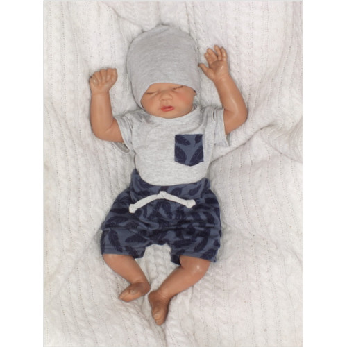 Z&Z 2-dielna sada tričko kr. rukáv, kraťasky s povrázkom Pierka - granát, sivá, veľ. 62