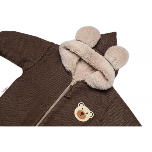 Oteplená pletená kombinéza s rukavičkami Teddy Bear, Baby Nellys, hnedá, veĺ. 68