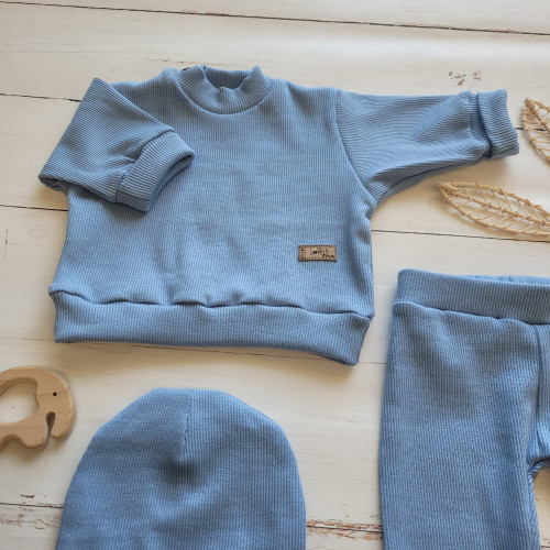 Rebrovaná rastúca 3D sada, bavlna, Lovely One, modrá