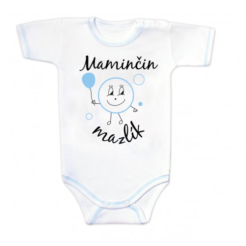 Body krátky rukáv s vtipným textom Baby Nellys, Maminčin mazlík, veľ. 62