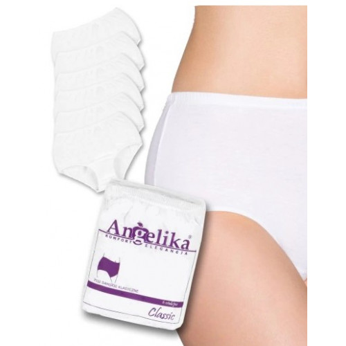 Bavlnené nohavičky Angelika s vysokým pásom, 6ks v balení, biele, veľ. 3XL