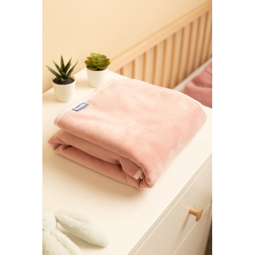 Plyšová obojstranná deka 80x100 cm, púdrovo ružová/krémová