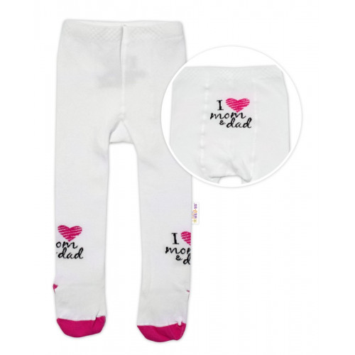 Baby Nellys Bavlnené pančucháče I love mom & dad - ružové, veľ. 80/86