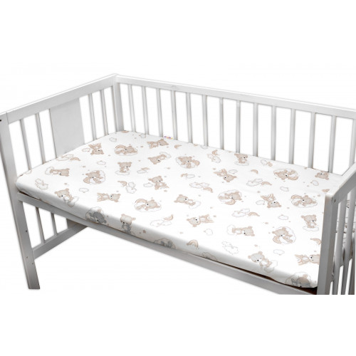 Bavlnené prestieradlo do postieľky, Malý Macko, biela/béžová