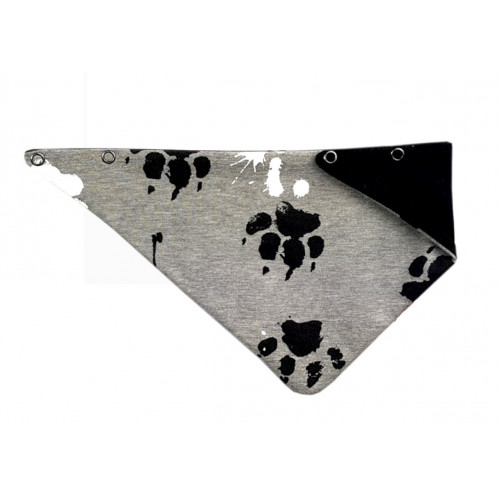 Dvojvrstvová čiapka na zaväzovanie s uškami + šatka Bexa - Labky, sivá