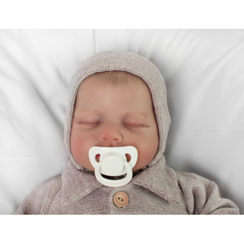 Pletená čiapočka na zaväzovanie bonetka Boy, Hand Made Baby Nellys, bežová