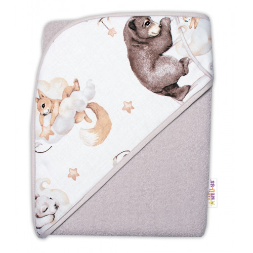 6-dielna výhod. sada s darčekom pre bábätko Baby Nellys, 120x90 Zvířátka na mráčku, bežová