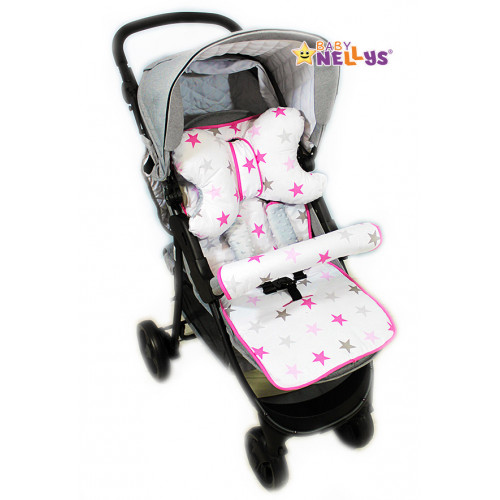Baby Nellys Komplet do kočíka - podložka, polštářek, potah na popruhy a barierku č. 5