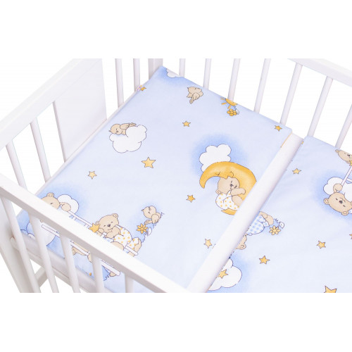 Mantinel s obliečkami Premium, 3D sada, Medvedík na rebríku, modrý, 135x100cm