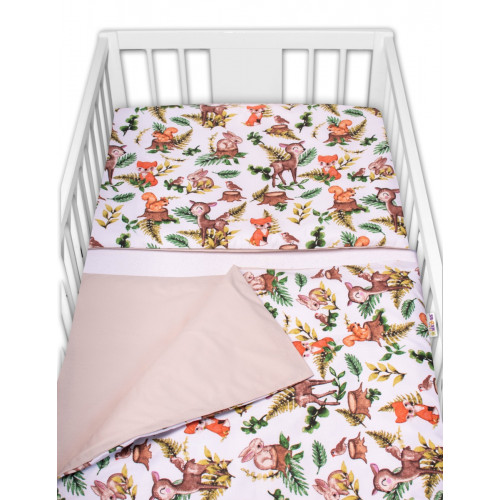 Baby Nellys 3-dielna sada Mantinel s obliečkami, Baby Friends, biele/béžové, 135x100 cm