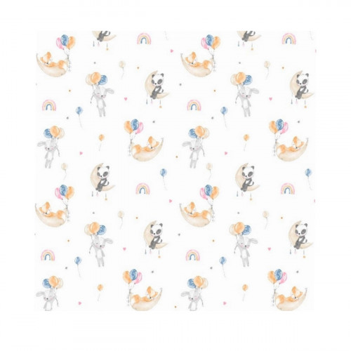 Flanelová plienka, 70x80 cm - Balónik a dúha, biela