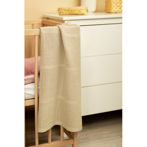 Jemná ažurková bavlnená dečka 110x70 - béžová káva