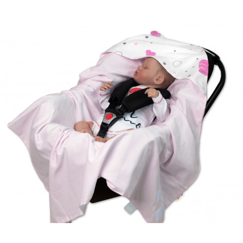 Zavinovacia deka s kapucňou, bavlna + jersey, I love Girl Baby Nellys, ružová