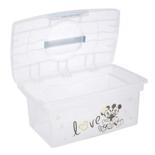 Prenosný box s organizérom Mickey Mouse , transparentná/modrá