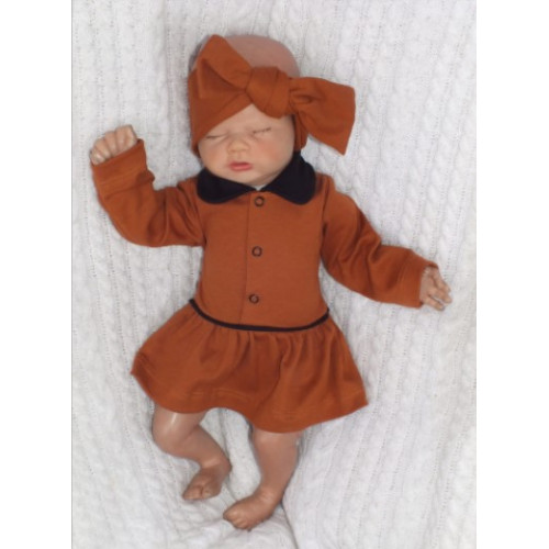 Z&Z Sukničkobody dlhý rukáv s golierom - čokoládá