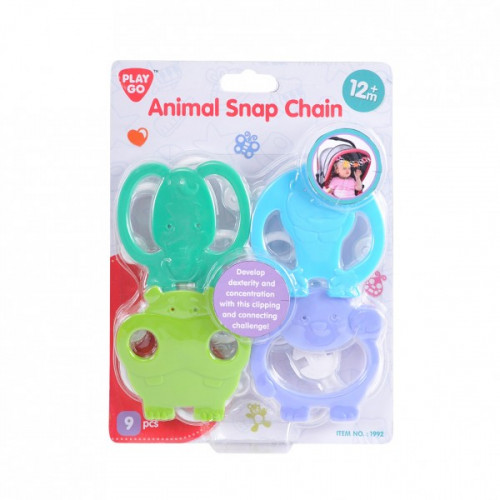 Reťaz na kočík / postieľku 4 zvieratka plast 9ks na karte 12m +