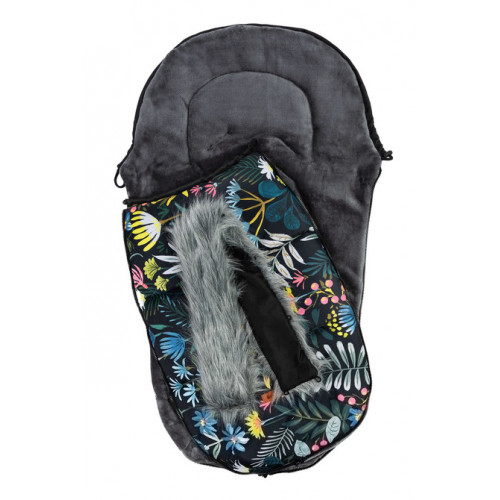 Prešívaný fusák s kožušinou SENSILLO OLAF - čierny s kvety