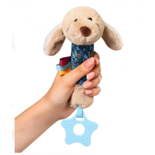 Plyšová hračka s pískatkom a hryzátkom DOG WILLY BabyOno, béžová