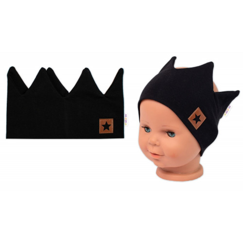 Dvojvrstvová čelenka, Hand Made, bavlna, Korunka STAR - čierna, 104/116