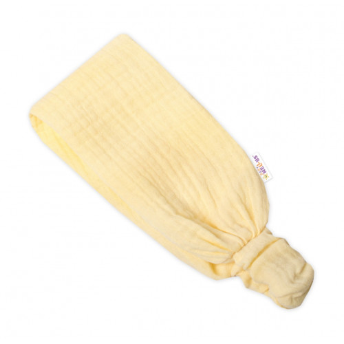 Baby Nellys Ľahká mušelínová čelenka Bandana, žltá