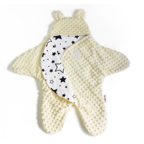 Baby Nellys Fusak, spacáček do autosedačky alebo kočíka s uškami, Minky - syto růžová