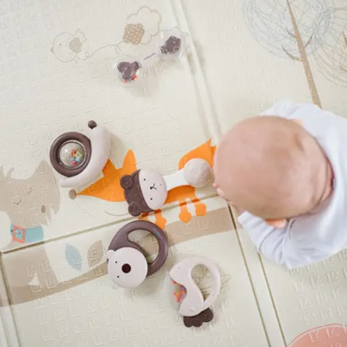 Hrkálka, hryzátko pre bábätko Papagáj, hnedý, béžový