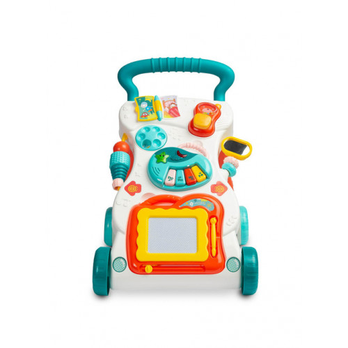 Detské interaktívne chodítko, stolček so zvukmi, modré