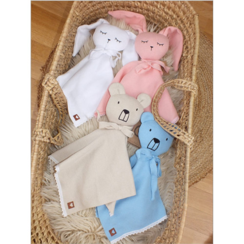 Mazlík, prítulníček pre bábätká Z&Z, Medvedík s čipkou, modrý