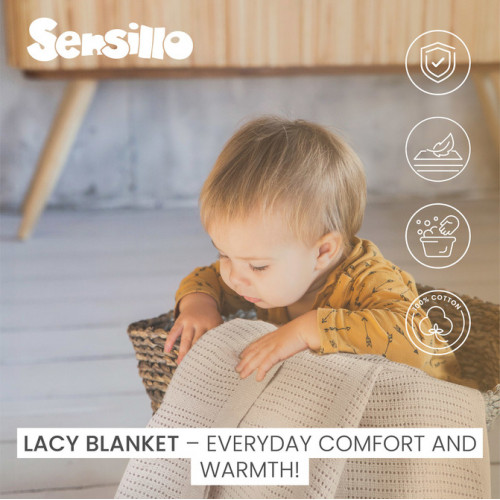 Jemná ažurková bavlnená dečka 110x70 - krémová