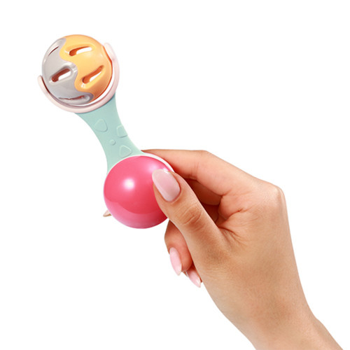 Hrkálka, hryzátko pre bábätko so zvukom, Lopta - pastel