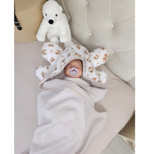 Detská osuška 100x100cm, froté bavlna, Kačičky - biela, púdrovo ružová