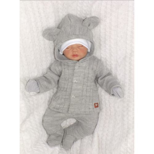 5-dielna kojenecká súpravička do pôrodnice - šedá, biela, veľ. 62