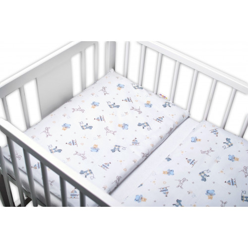 3-dielna sada - mantinel s obliečkami Hračky - biela, 135x100 cm