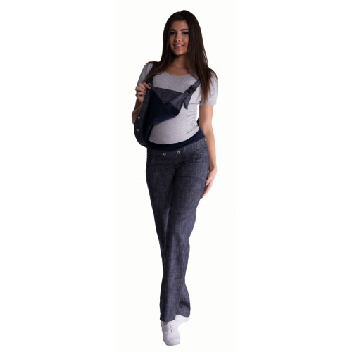 Be MaaMaa Tehotenské nohavice s trakmi - tmavý jeans
