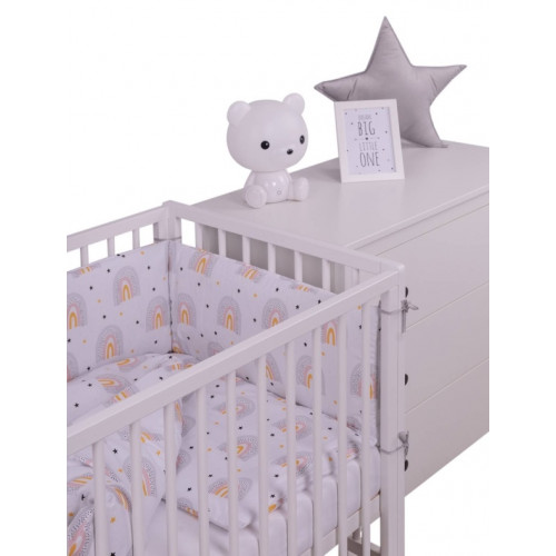 3-dielna sada Mantinel s obliečkami Rainbow, biela s potľačou