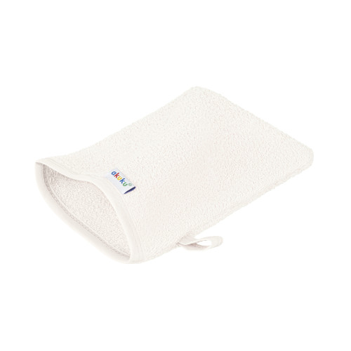 Detská umývacia rukavica XL Akuku – 100 % bavlna, 15×20 cm, od narodenia, krémová