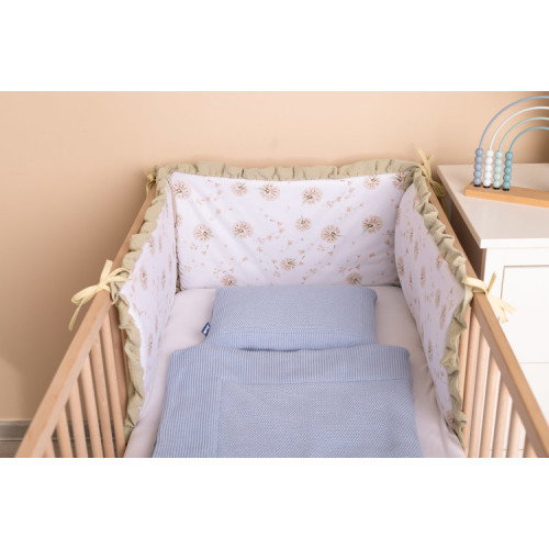 Mantinel do postieľky, mušelín 180x40cm (3x60x40cm) - Púpava, béžová