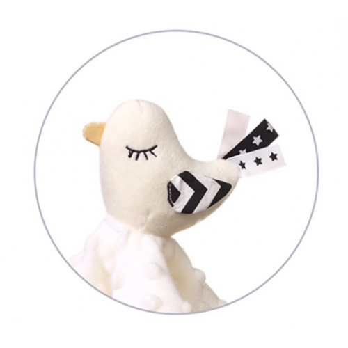 Prítulníček, maznáčik/šustík minky, Little Birdie, 25 x 25 cm