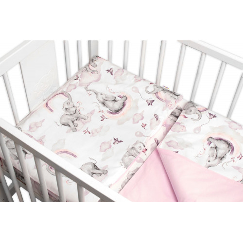 6-dielna výhod. sada s darčekom pre bábätko Baby Nellys, 135x100 Slon a dúha, ružová/biela