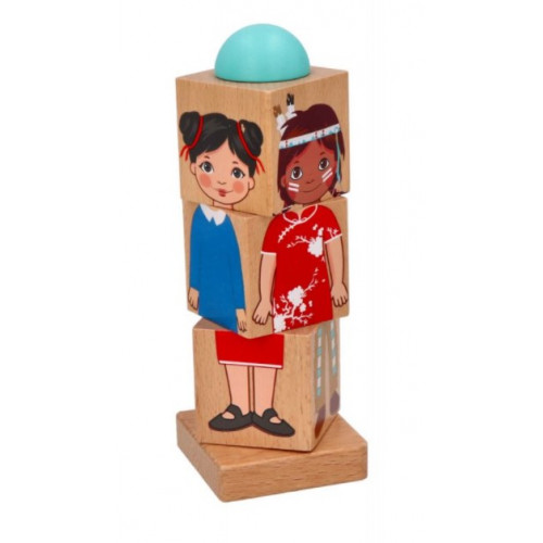 Adam Toys Drevená rotačná hádanka Deti sveta